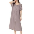 thumbnail image 1 of HAiming Women's Sleepwear Round Neck Short Sleeve Button down Midi Nightgowns Casual Loose Pajamas Dress Loungewear, 1 of 9