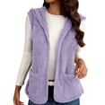 thumbnail image 1 of HAiming Women's Sleeveless Hooded Vest Open Front Fleece Jackets Fuzzy Tunic Coat Cardigan Warm Clothes with Pockets, 1 of 9