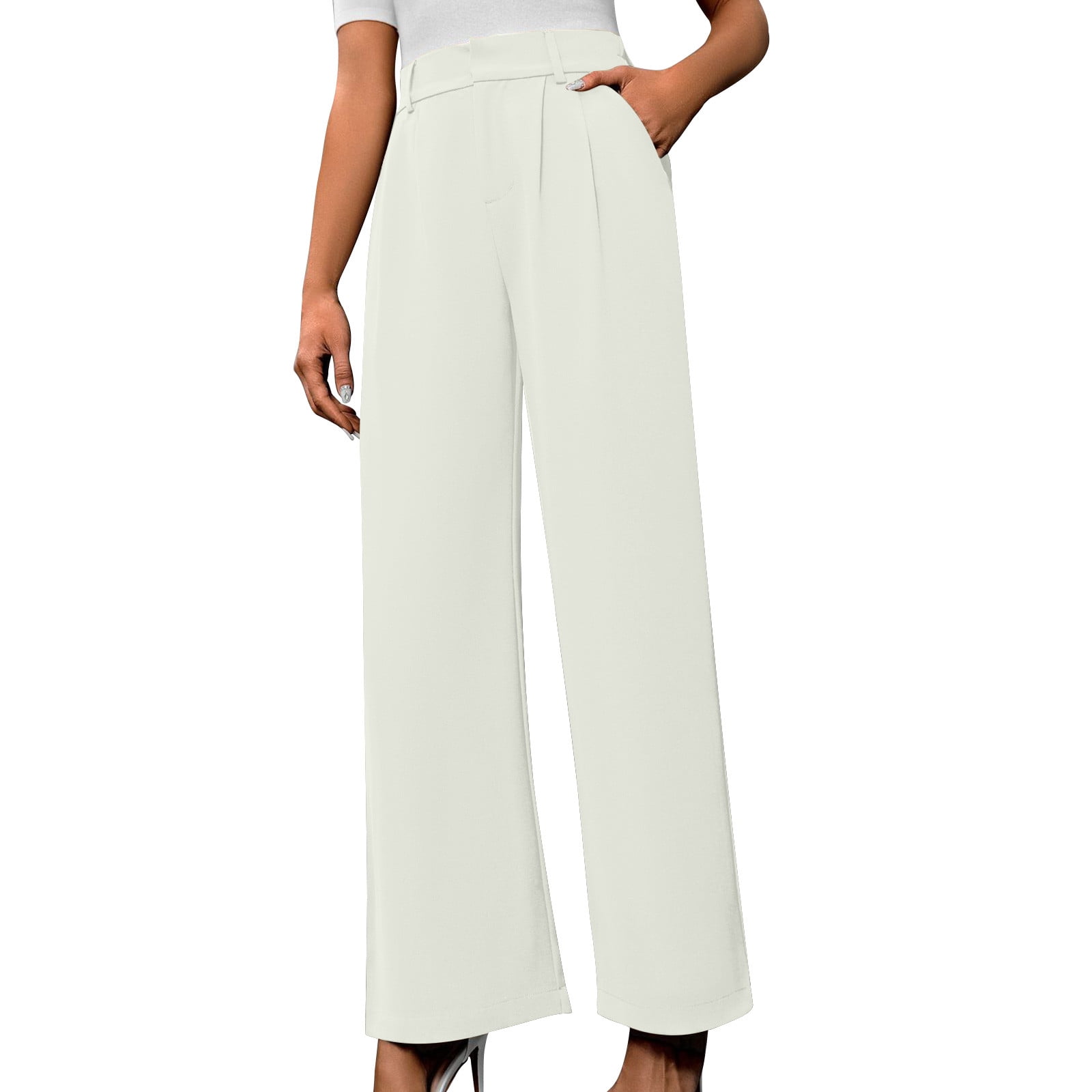 Women Autumn Loose Casual Office Ladies High Waist Straight Five Points Short Wide Leg Pants Female