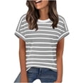 thumbnail image 1 of HAiming Women's Striped T Shirts Short Sleeve Comfy Loose Casual Scoop Neck Classic Tops Summer Vacation Going out Tops, 1 of 7