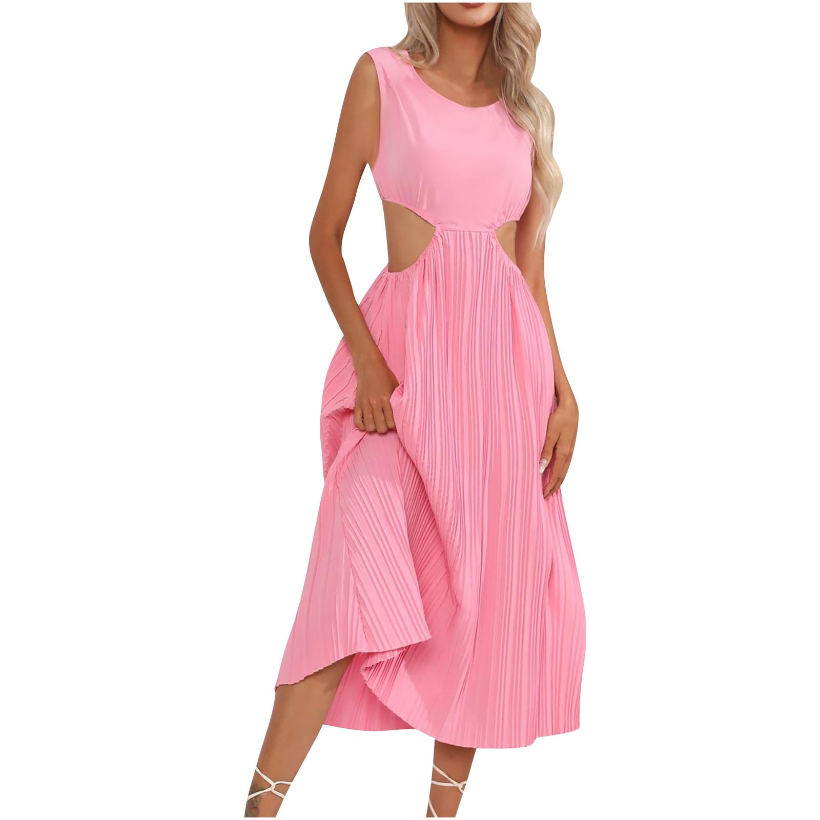 Sleeveless Pleated Summer Dress