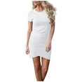 thumbnail image 1 of HAiming Women's Summer Casual Short Sleeve T Shirt Dress 2025 Trendy Round Neck Bodycon Wrap Ruched Mini Dresses, 1 of 5