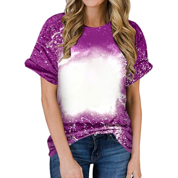 HAiming Women's Summer Casual Short Sleeve T-Shirt Trendy Tie-Dyed Round Neck Basic Tops Plus Size Loose Blouses 2025