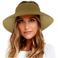 thumbnail image 1 of HAiming Women's Sun Visor Hat Wide Brim Straw Ponytail Summer Beach Hats UV Protection Foldable Packable Cap UPF 50+, 1 of 4