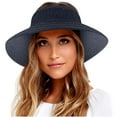 thumbnail image 1 of HAiming Women's Sun Visor Hat Wide Brim Straw Ponytail Summer Beach Hats UV Protection Foldable Packable Cap UPF 50+, 1 of 4