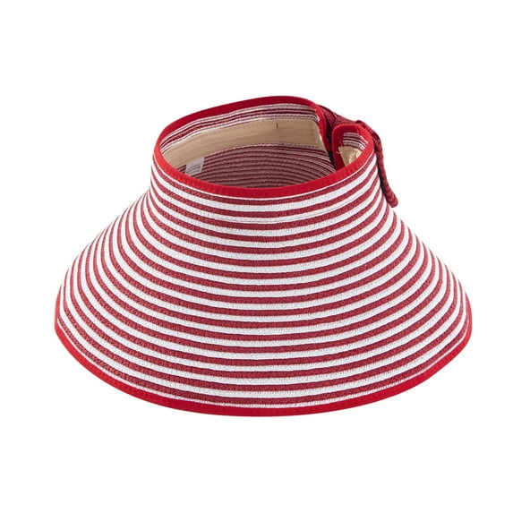 HAiming Women's Sun Visor Hats Wide Brim Straw Beach Hat Summer UPF 50+ Packable Foldable Travel Ponytail Hat