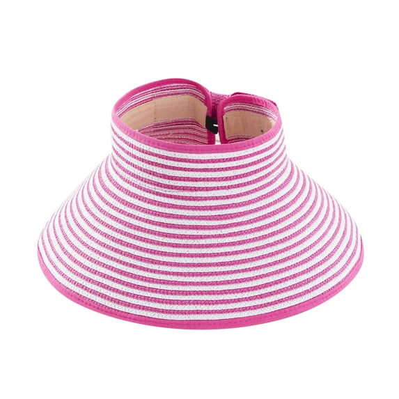 HAiming Women's Sun Visor Hats Wide Brim Straw Beach Hat Summer UPF 50+ Packable Foldable Travel Ponytail Hat