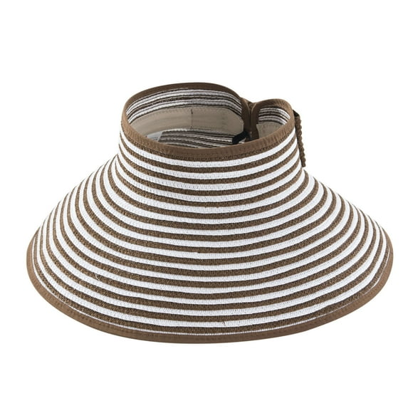 HAiming Women's Sun Visor Hats Wide Brim Straw Beach Hat Summer UPF 50+ Packable Foldable Travel Ponytail Hat