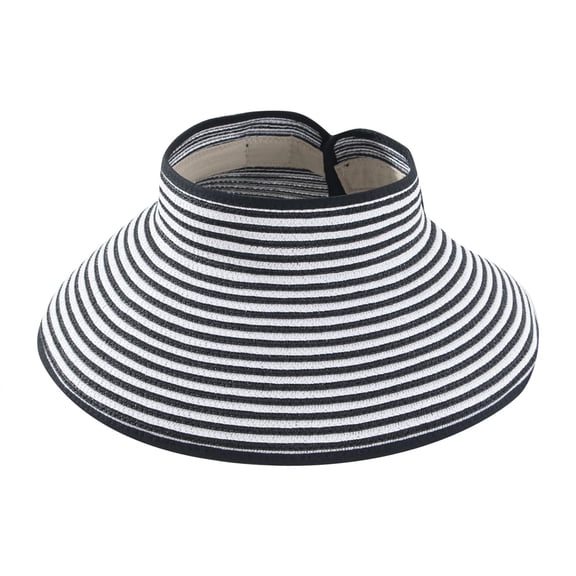 HAiming Women's Sun Visor Hats Wide Brim Straw Beach Hat Summer UPF 50  Packable Foldable Travel Ponytail Hat