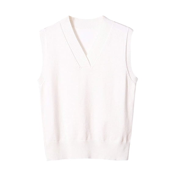 HAiming Women’s Sweater Vest V Neck Classic Sleeveless Kint Tops Fall Winter Plus Size Casual Solid Pullover Sweaters