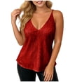 thumbnail image 1 of HAiming Women's Tank Tops Sequin Sleeveless Solid Color Camisole V Neck Fashion Slim Shirts Summer Vacation Evening Party Tops, 1 of 7
