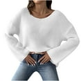 thumbnail image 1 of HAiming Women's Trendy off Shoulder Sweater Solid Long Sleeve Creneck Pullover Ribbed Knit Casual Loose Jumper Tops, 1 of 3