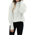 thumbnail image 1 of HAiming Women's Turtleneck Fuzzy Fleece Pullover Sweaters 2025 Winter Trendy Warm Solid Casual Long Sleeve Jumper Tops, 1 of 9