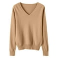 thumbnail image 1 of HAiming Women's V-Neck Sweaters Solid Color Long Sleeve Knitted Base Shirts Fall Winter Casual Pullover Tops Blouse, 1 of 5