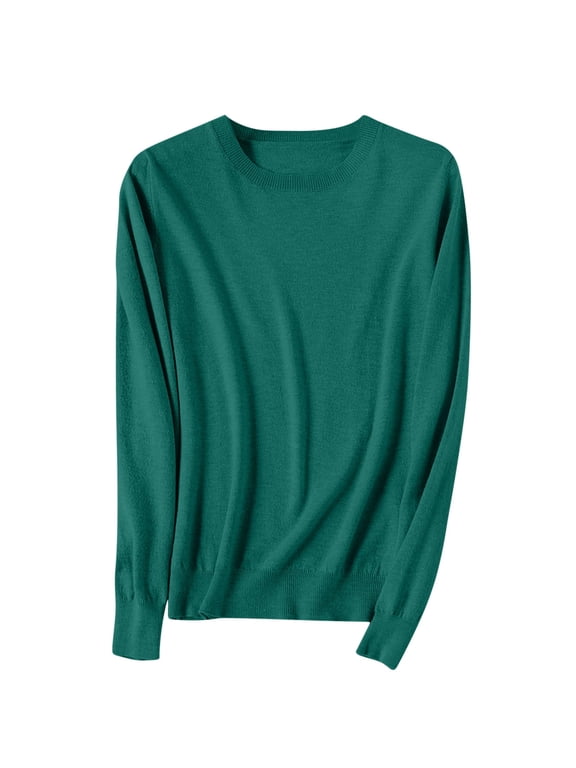 Women's Sweaters Long Sleeve Soft Knitted Solid Color Base Shirts Fall Winter Casual Pullover Tops Blouse