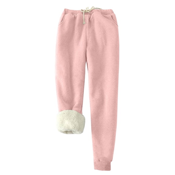 HAiming Women's Warm Fleece Sweatpants Drawstring Elastic Waist Running Workout Trouser Winter Casual Comfy Long Pants