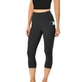 thumbnail image 1 of HAiming Women's Yoga Capris Leggings Gym Skinny Comfy Solid Color High Elastic Waist Pants Running Exercise Pants with Pockets, 1 of 6