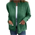 thumbnail image 1 of HAiming Women's Zip up Ribbed Knit Sweater Solid Long Sleeve Cardigans Coat 2025 Plus Size Casual Outwear with Pockets, 1 of 1