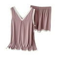 thumbnail image 1 of HAiming Womens 2 Piece Pajamas Set Summer Casual Lace Trim Sleeveless Tank Tops Shorts Sleepwear Suit Casual Homewear, 1 of 4