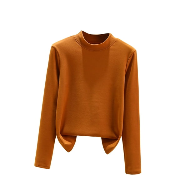 HAiming Womens Base Layer Tops Long Sleeve Crew Neck Warm Fall Winter Trendy Clothes Solid Solor Thick Blouse
