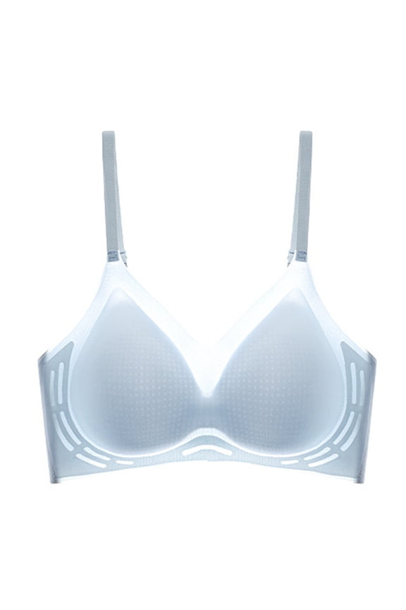 Womens Breathable Bra Summer Seamless No Steel Rings Gathered Thin Ice Silk Bra Comfortable Everyday Underwear