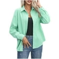thumbnail image 1 of HAiming Womens Button down Shirt Jackets Solid Color Long Sleeved Lapel Coats Fall Casual Loose Outwear with Pockets, 1 of 7