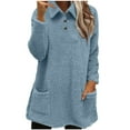thumbnail image 1 of HAiming Womens Button up Fleece Tops Long Sleeve Fuzzy Lapel Collared Fashion Pullover Blouses with Pocket, 1 of 4