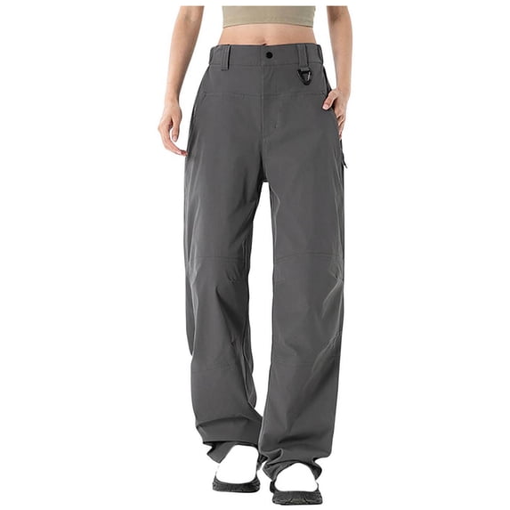 HAiming Womens Cargo Pants Buttoned-Up Waist Quick Dry Water Resistant Hiking Pants for Travel Casual Athletic and Outdoor