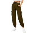 thumbnail image 1 of HAiming Womens Cargo Sweatpants Plus Size Wide Leg Drawstring Elastic Waisted Travel Casual Athletic Jogger Pants, 1 of 7