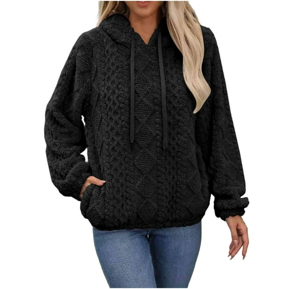 HAiming Womens Casual Fleece Hoodies Drawstring Pullover Long Sleeve Hooded Sweatshirts with Pockets