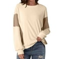 thumbnail image 1 of HAiming Womens Casual Oversized Sweatshirt Long Sleeve Crew Neck Color Block Pullover Tops Side Slit Trendy Clothes, 1 of 6