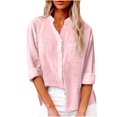 thumbnail image 1 of HAiming Womens Casual Tops Button down V-Neck Long Sleeve Shirts Solid Color Blouses Cardigan Shirts with Pocket, 1 of 8