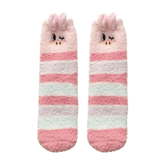 HAiming Womens Christmas Fuzzy Socks Xmas Graphic Fleece Soft Comfy Strenchy Cozy Sleeping Home Sock