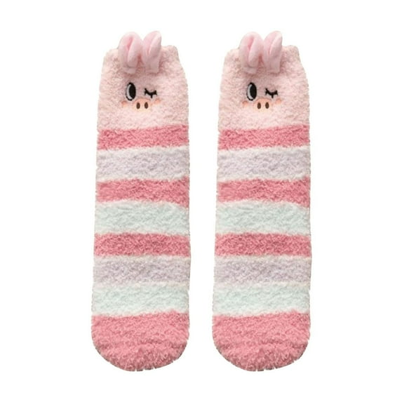 HAiming Womens Christmas Fuzzy Socks Xmas Graphic Fleece Soft Comfy Strenchy Cozy Sleeping Home Sock