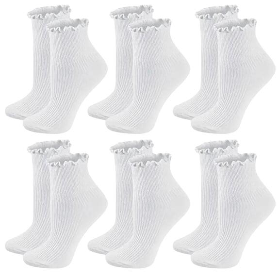 HAiming Womens Cotton Crew Socks Ruffle Turn-Cuff Solid Color Fashion Athletic Strenchy Hiking Sports Sock