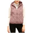 thumbnail image 1 of HAiming Womens Cotton Padded Hooded Vest Sleeveless Full Zip Solid Color Casual Soft Comfy Quilted Coat, 1 of 7