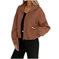 thumbnail image 1 of HAiming Womens Cropped Jacket Zip up Bottom Drawstring Casual Long Sleeve Solid Color Athletic Coats, 1 of 7