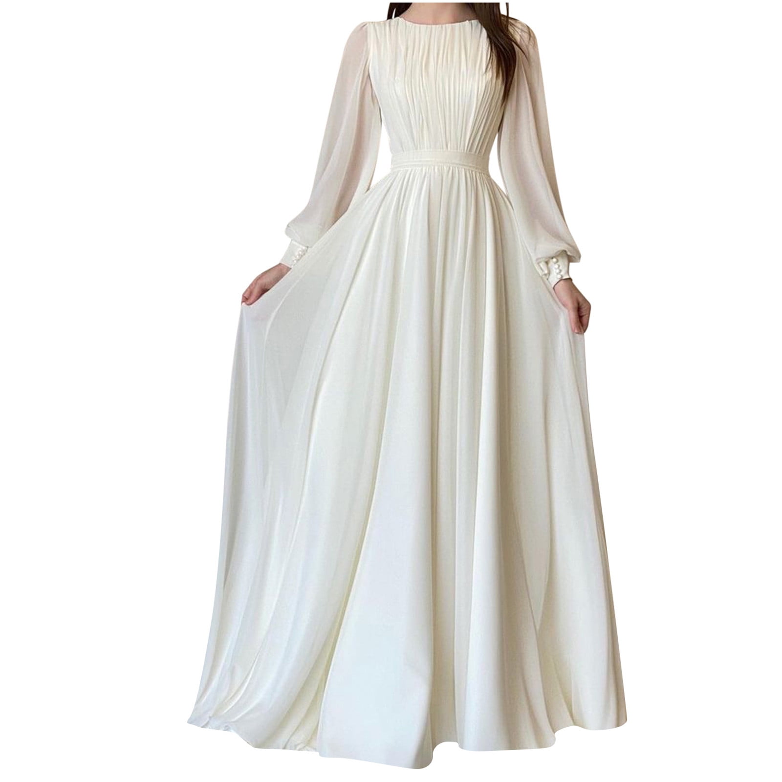 HISETPFDE Women's Plus Size Elegant Cloak Sleeve Cape Pleated Loose Knee Length Dress For Wedding Guest Cocktail Party Green