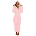 thumbnail image 1 of HAiming Womens Fleece Hoodie Onesie Pajamas Jumpsuit Long Sleeve Zipper Fuzzy Romper Loungewear Sleepwear with Pocket, 1 of 7