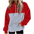 thumbnail image 1 of HAiming Womens Fleece Hoodies Color Block Hooded Sweatshirt Warm Soft Comfy Casual Long Sleeve Tops with Pocket, 1 of 6