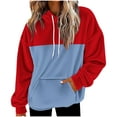 thumbnail image 1 of HAiming Womens Fleece Hoodies Color Block Hooded Sweatshirt Warm Soft Comfy Casual Long Sleeve Tops with Pocket, 1 of 6