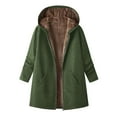 thumbnail image 1 of HAiming Womens Fleece Lined Long Hooded Jacket Oversized Zip up Coat Fall Winter Trendy Outwear with Pockets, 1 of 7