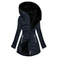 thumbnail image 1 of HAiming Womens Fleece Lined Padded Long Jacket Coat Full Zip Warm Soft Hooded Outwear for Cold Weather, 1 of 9