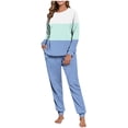 thumbnail image 1 of HAiming Womens Fleece Pajama Set Soft Comfy Color Block Casual Long Sleeve Jogger Pants Pjs Loungewear, 1 of 7