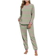 thumbnail image 1 of HAiming Womens Fleece Pajama Set Striped Casual Long Sleeve Jogger Pants Pjs Comfortable Sleepwear, 1 of 7