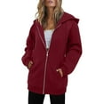 thumbnail image 1 of HAiming Womens Full Zip up Hoodie Coat Long Sleeve Solid Color Hooded Sweatshirts Jacket with Pockets, 1 of 8
