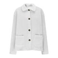thumbnail image 1 of HAiming Womens Fuzzy Coat Button down Lapel Callor Fleece Jacket Outwear Solid Color Soft Warm Clothes, 1 of 6