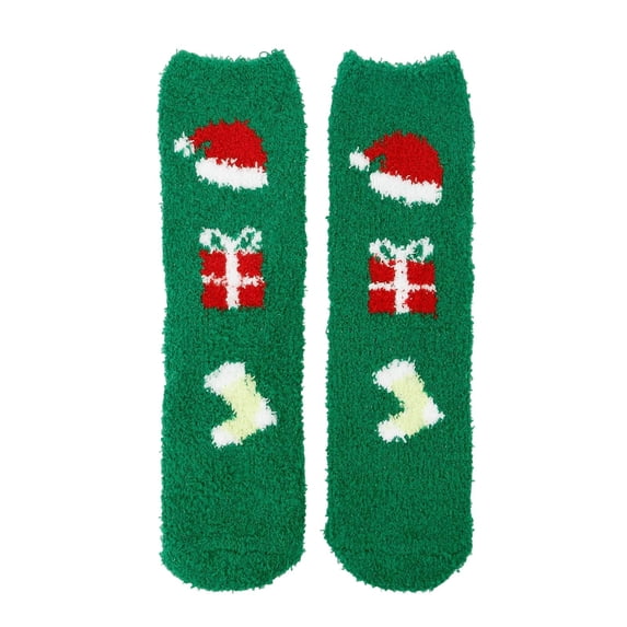 HAiming Womens Fuzzy Crew Socks Printed Soft Comfy Trendy Socks Winter Warm Thermal Color Block Casual Sleepwear Socks