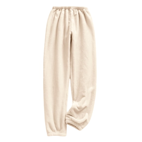 HAiming Womens Fuzzy Pajama Pants Straight Leg Fleece Pjs Bottom Soft Comfy Long Pants Lounge Trousers