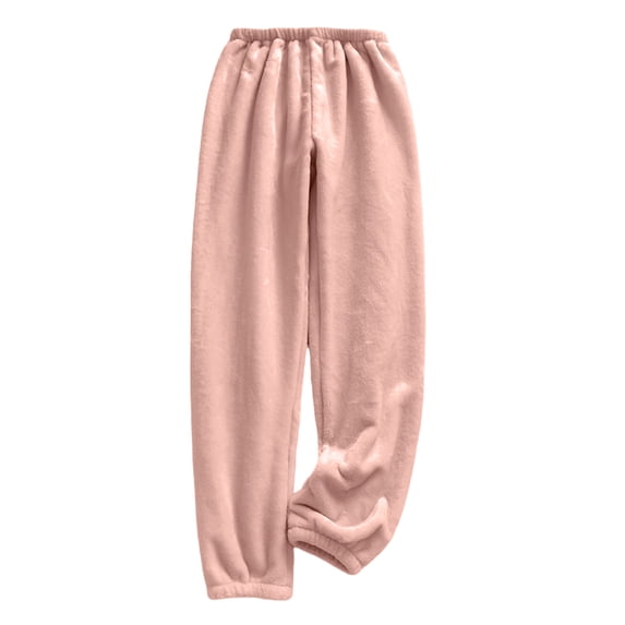 HAiming Womens Fuzzy Pajama Pants Straight Leg Fleece Pjs Bottom Soft Comfy Long Pants Lounge Trousers